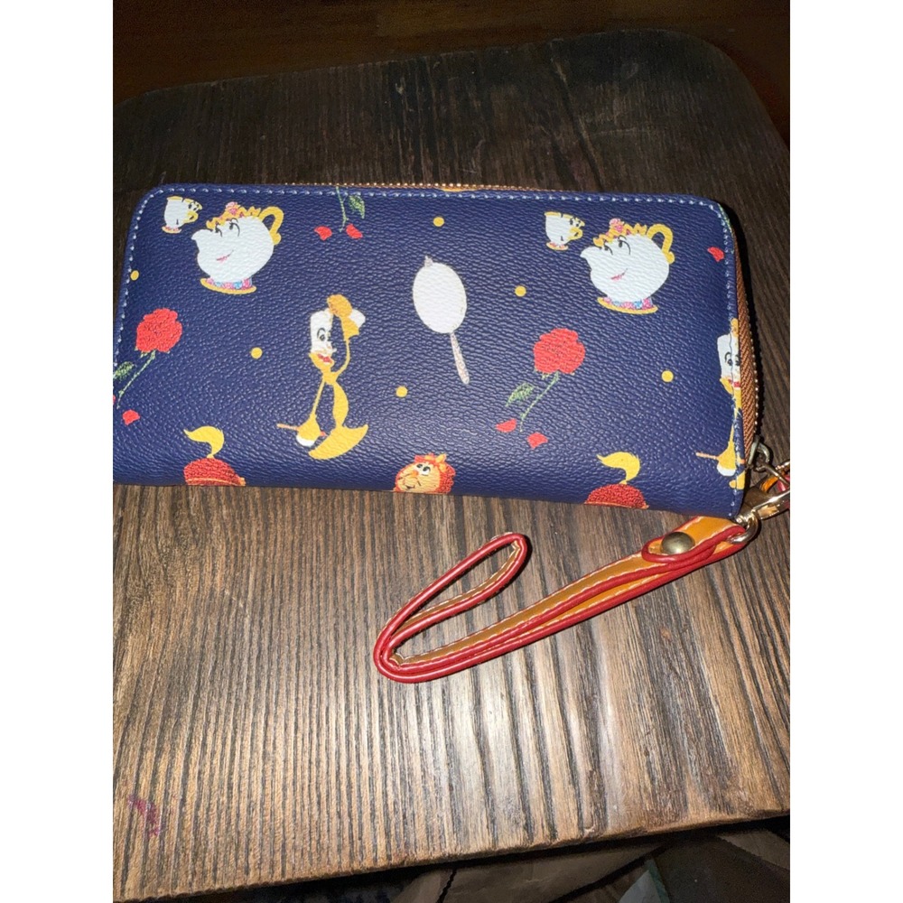 Beauty and the Beast Navy Zip Around Wristlet Wallet Mrs Potts Lumiere